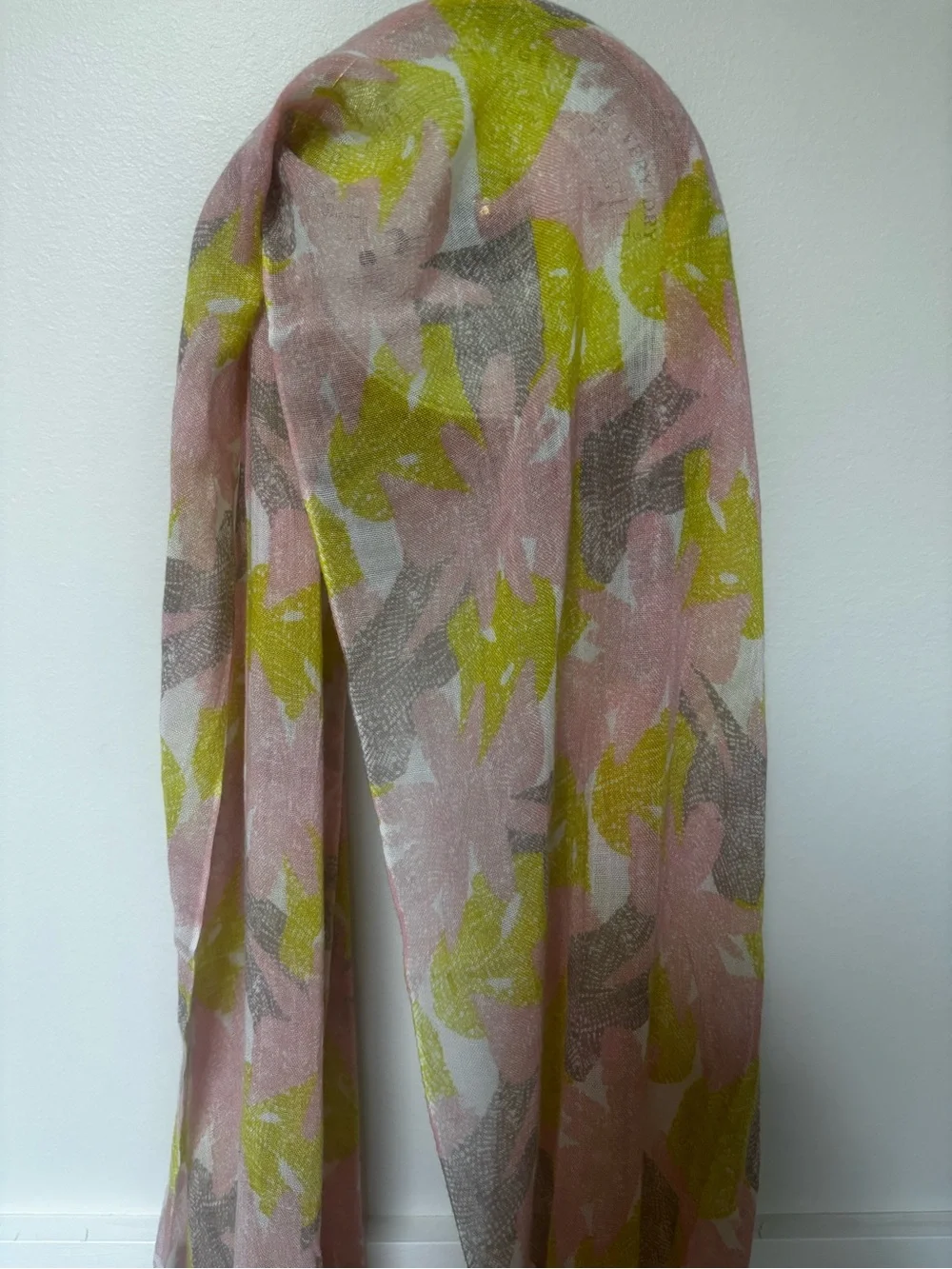 Lightweight Pink and Lime Floral Scarf - Women's Accessory